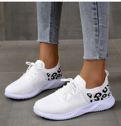 Leopard Print Sneakers - White