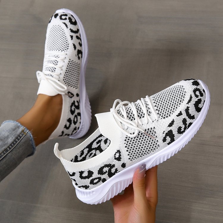 Leopard Print Sneakers - White