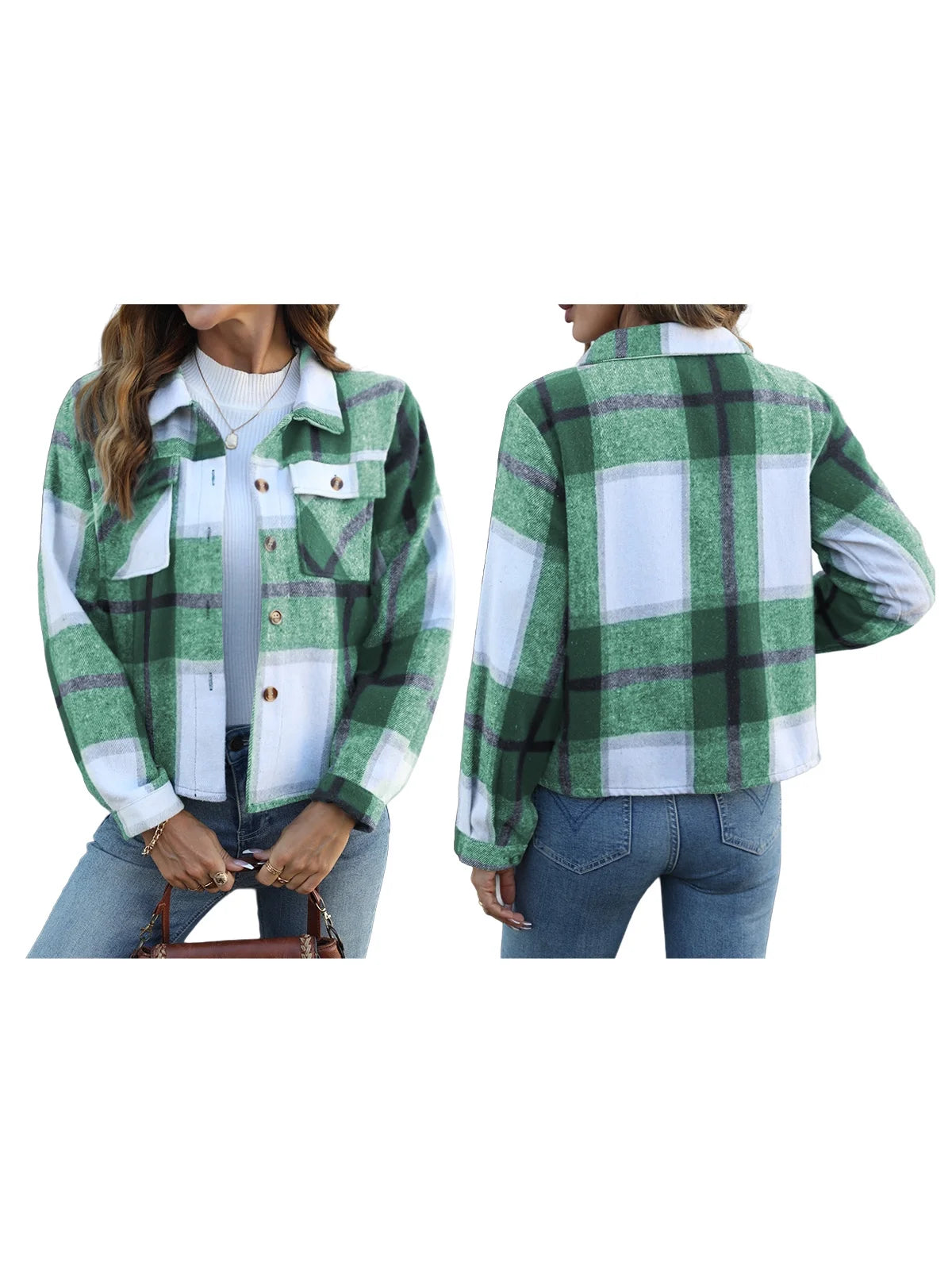 Womens Shacket Plaid Shirts Flannel Shacket Jacket Long Sleeve Button down Shirt Trendy Fall Outfits for Women Coats