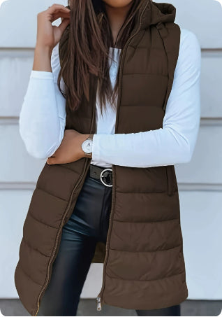Quilted Hooded Vest - Cotton