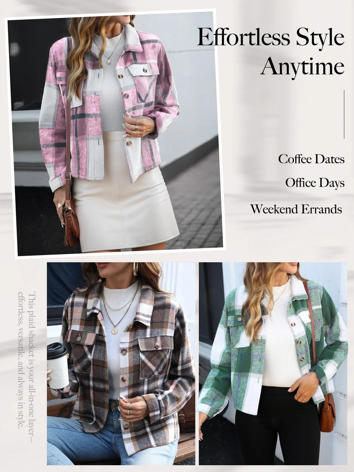 Womens Shacket Plaid Shirts Flannel Shacket Jacket Long Sleeve Button down Shirt Trendy Fall Outfits for Women Coats