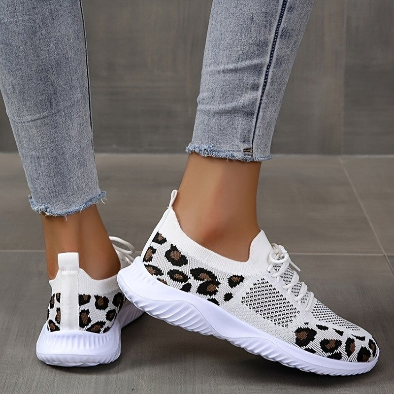 Leopard Print Sneakers - White