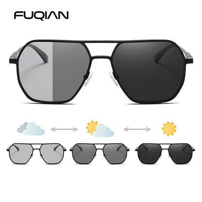Luxury Metal Photochromic Sunglasses Men Women Fashion Polarized Sun