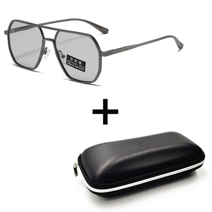 Luxury Metal Photochromic Sunglasses Men Women Fashion Polarized Sun