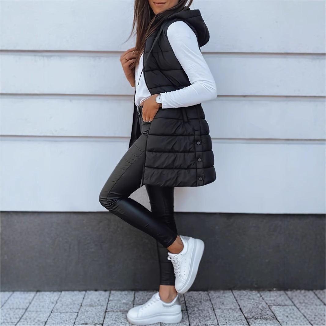 Quilted Hooded Vest - Cotton