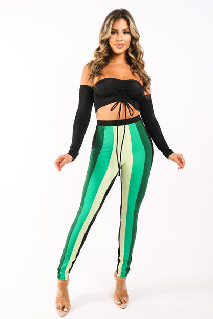 Leggings And Matching Off Shoulder Top