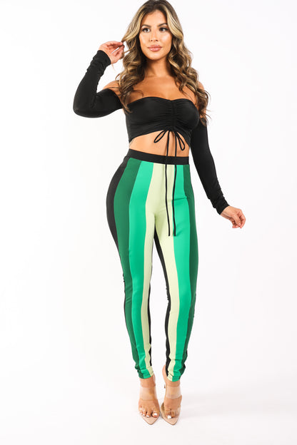 Leggings And Matching Off Shoulder Top