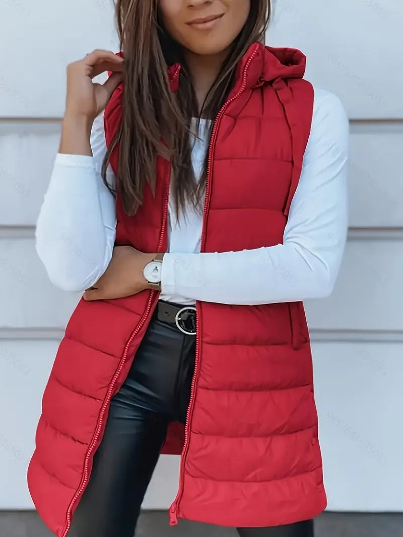 Quilted Hooded Vest - Cotton