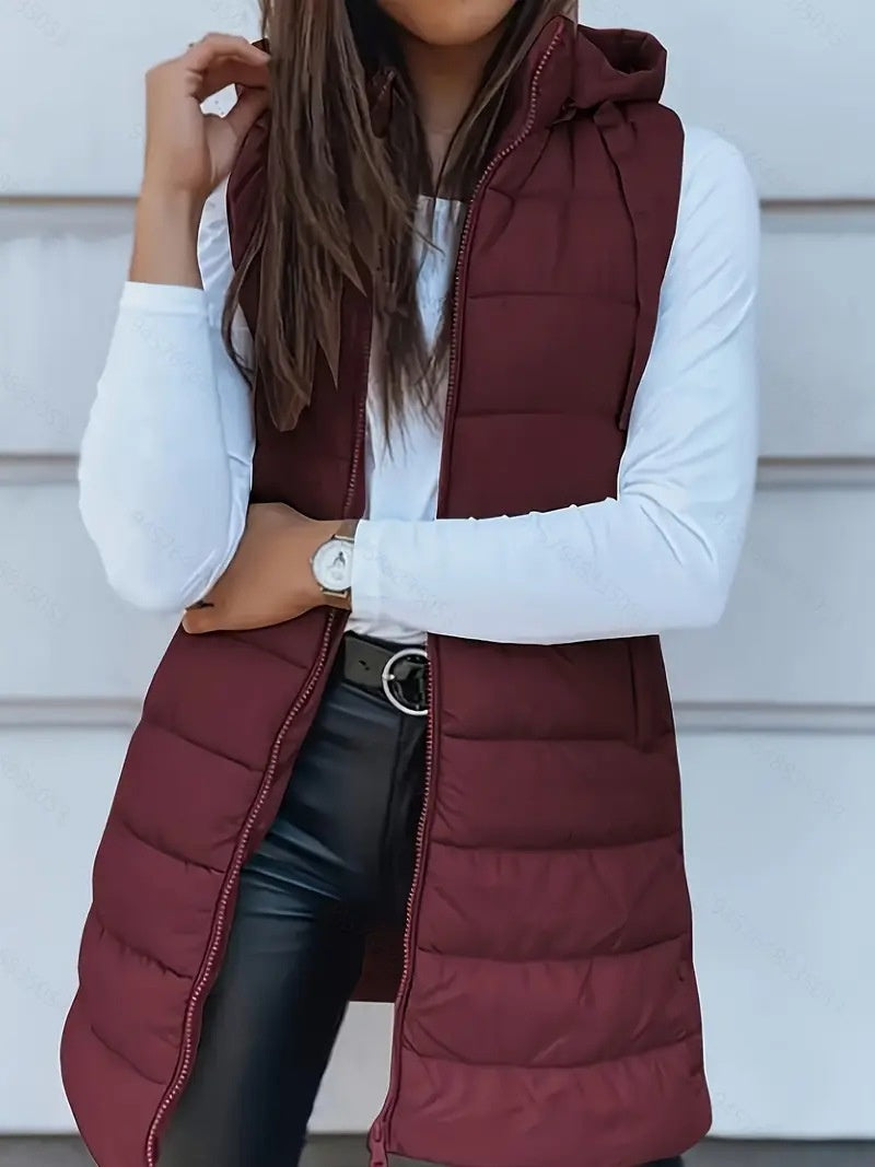 Quilted Hooded Vest - Cotton